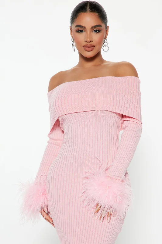 Legally Perfect Ribbed Midi Dress - Pink