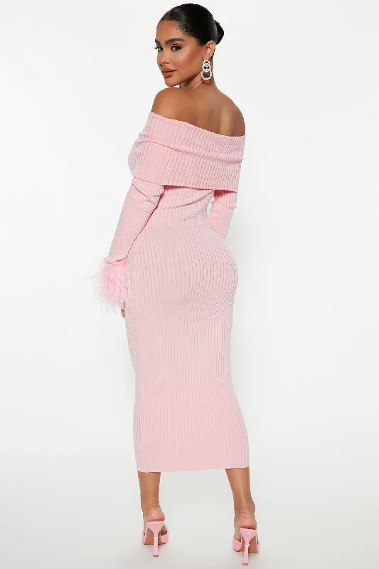 Legally Perfect Ribbed Midi Dress - Pink