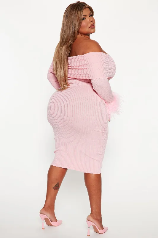 Legally Perfect Ribbed Midi Dress - Pink