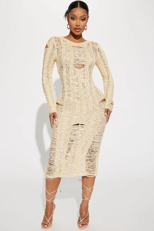 Los Cabos Crochet Midi Dress - Ivory