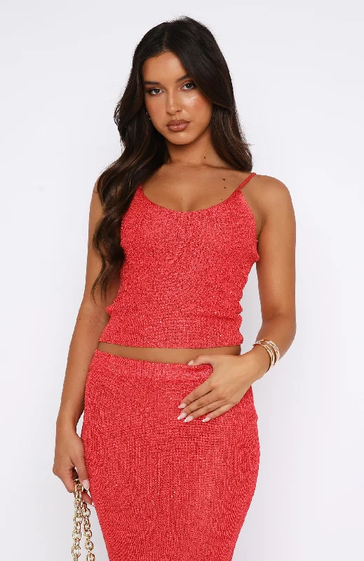 Love Galore Sequin Knit Top Red