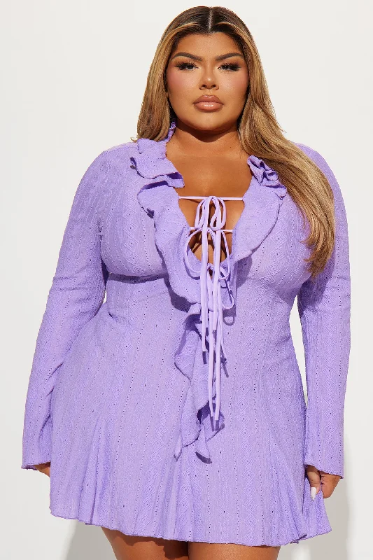 Madelyn Ruffle Mini Dress - Purple