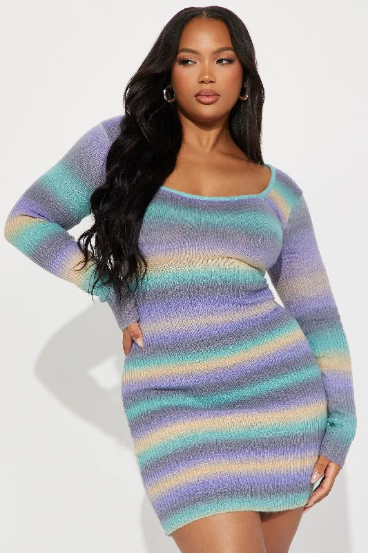 Makayla Sweater Mini Dress - Multi Color