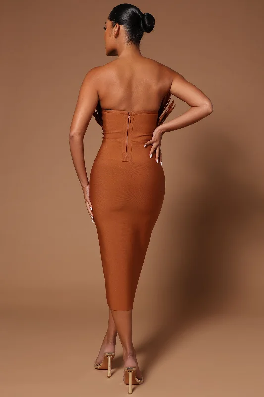 Marianna Bandage Midi Dress - Bronze