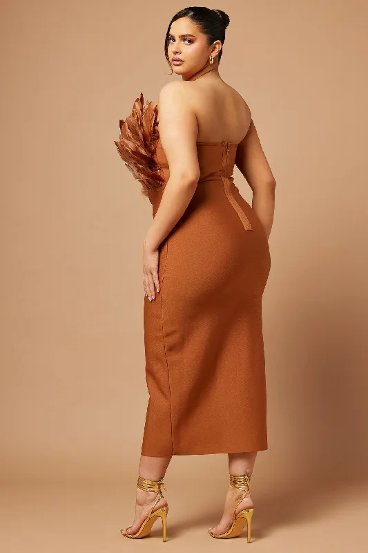 Marianna Bandage Midi Dress - Bronze