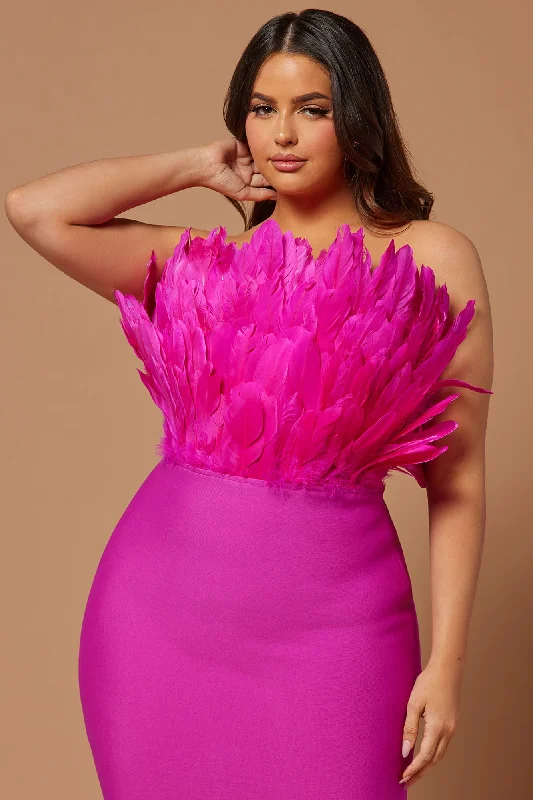 Marianna Bandage Midi Dress - Magenta