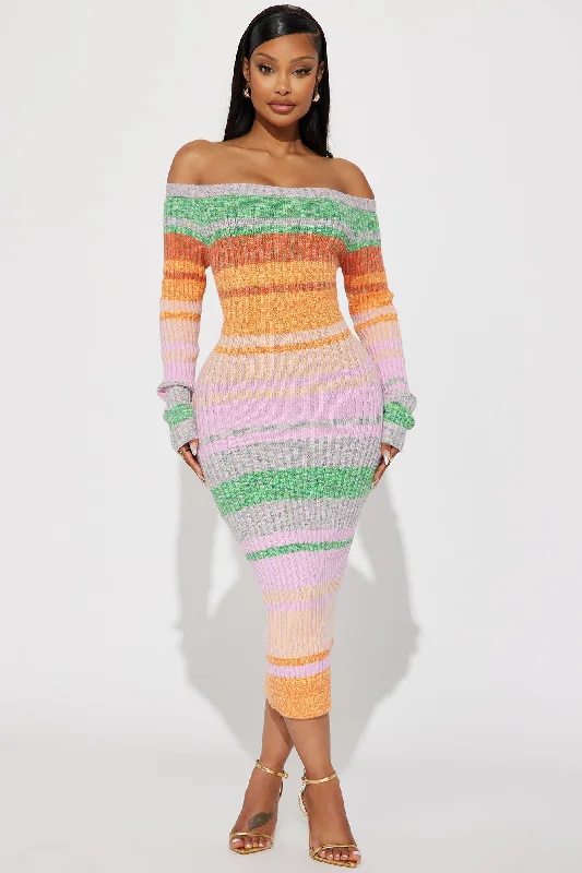 Marina Striped Midi Dress - Multi Color