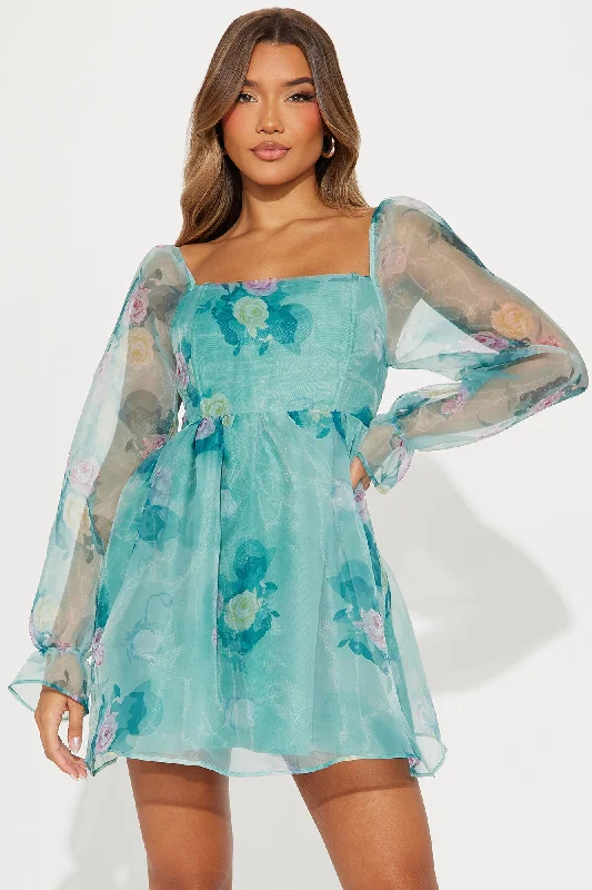 Meant To Be Chiffon Mini Dress - Blue/combo