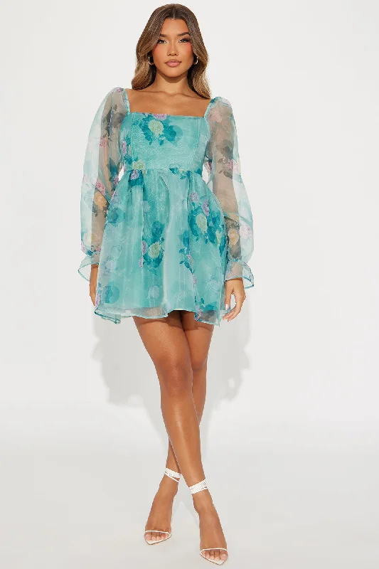 Meant To Be Chiffon Mini Dress - Blue/combo