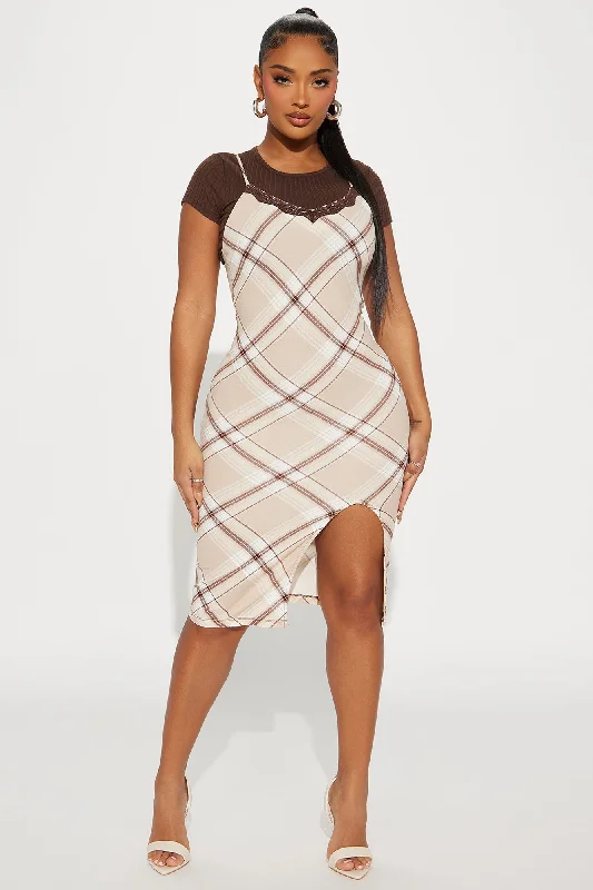 Meghan Midi Dress Set - Brown/combo