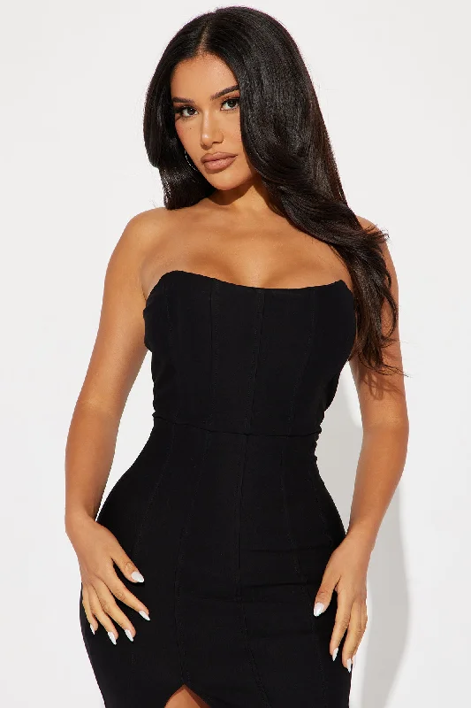 Mykonos Corset Midi Dress - Black