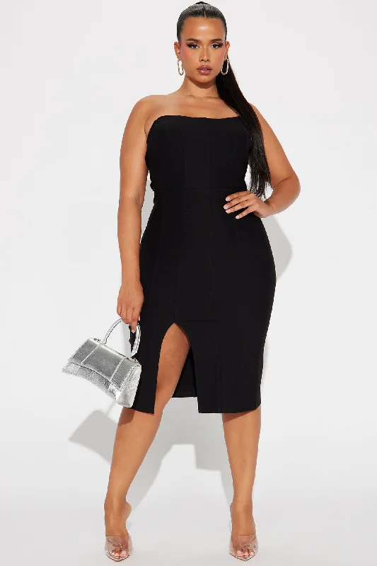 Mykonos Corset Midi Dress - Black