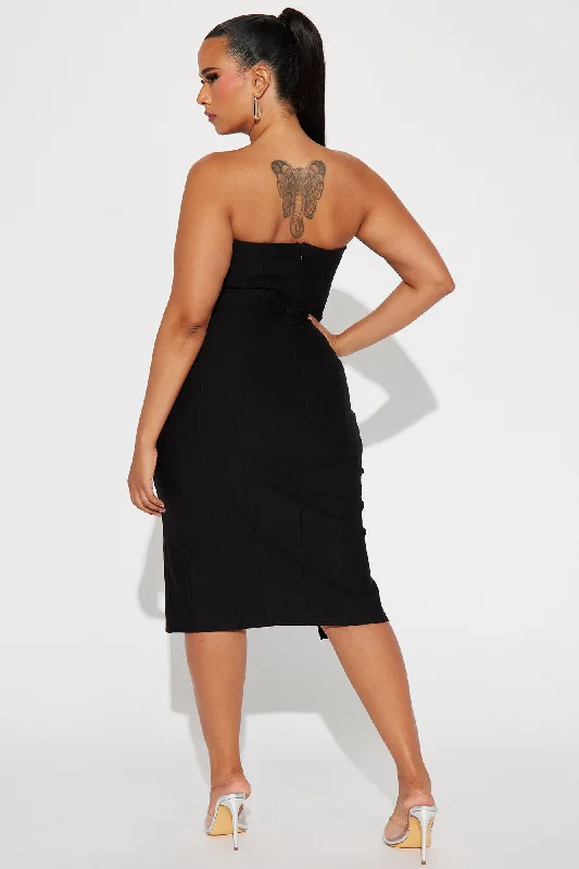 Mykonos Corset Midi Dress - Black