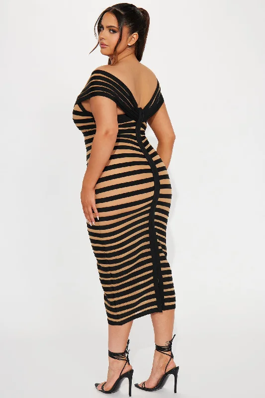 Navaeh Bandage Midi Dress - Black/combo