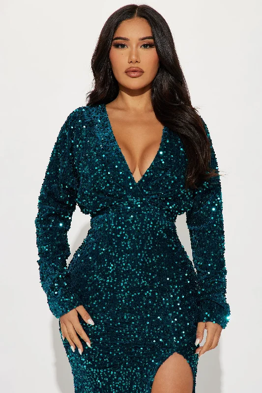 One And Only Sequin Gown - Emerald