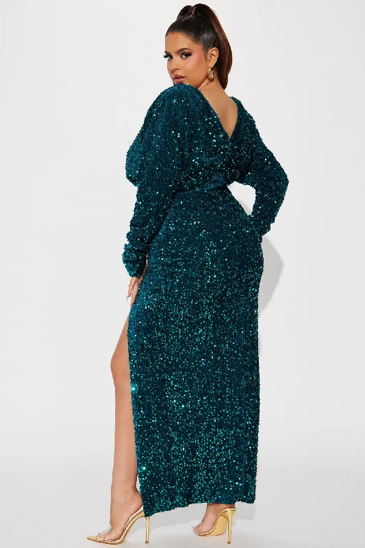 One And Only Sequin Gown - Emerald