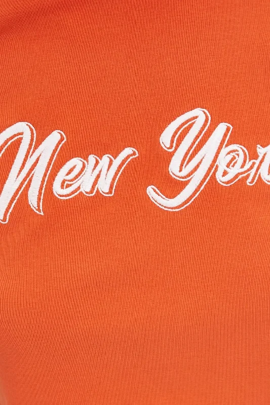 Orange Baby Tee Short Sleeve Crew Neck Crop New York