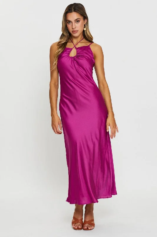 Pink Maxi Dress Satin