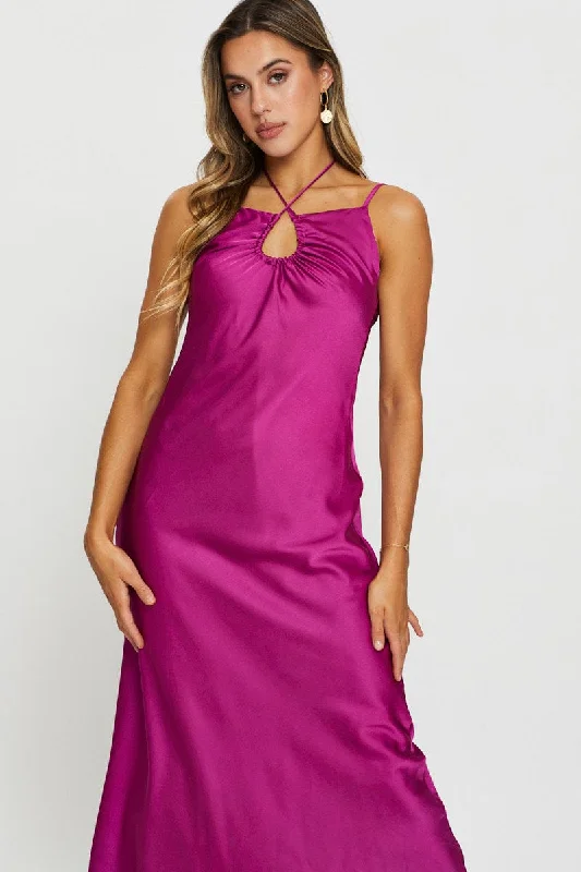 Pink Maxi Dress Satin