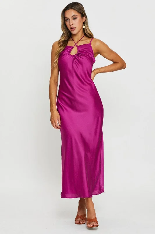 Pink Maxi Dress Satin