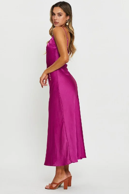 Pink Maxi Dress Satin