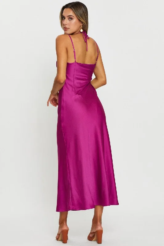 Pink Maxi Dress Satin