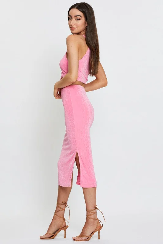 Pink Midi Dress Bodycon