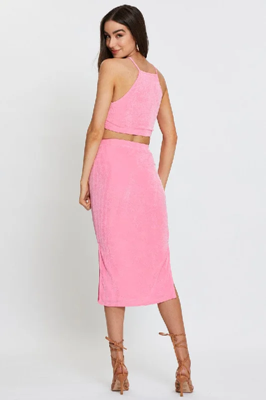 Pink Midi Dress Bodycon