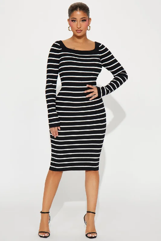 Rachel Sweater Midi Dress - Black/combo