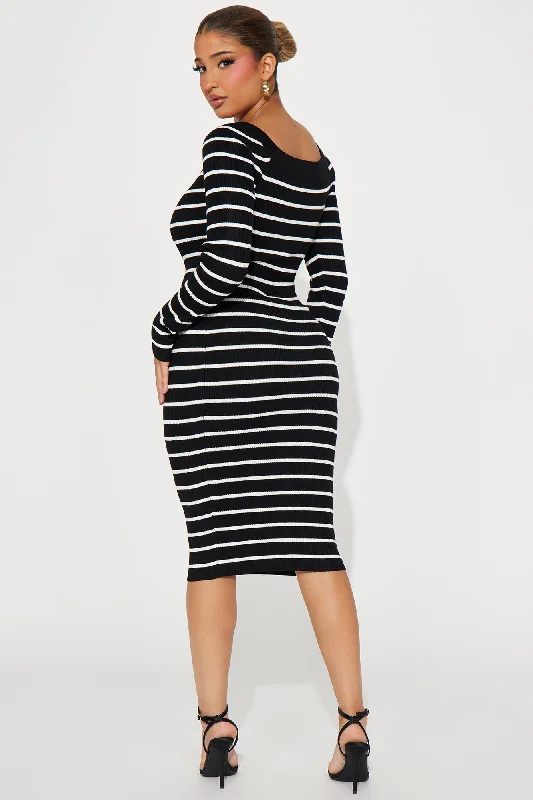 Rachel Sweater Midi Dress - Black/combo