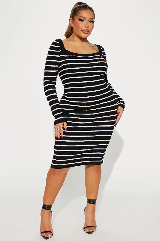 Rachel Sweater Midi Dress - Black/combo