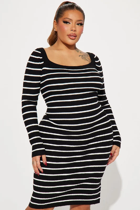 Rachel Sweater Midi Dress - Black/combo