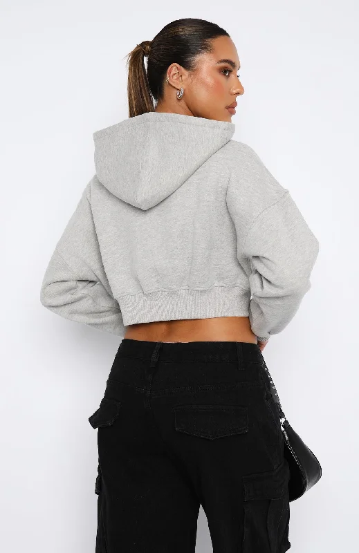 She's Effortless Cropped Hoodie Grey Marle