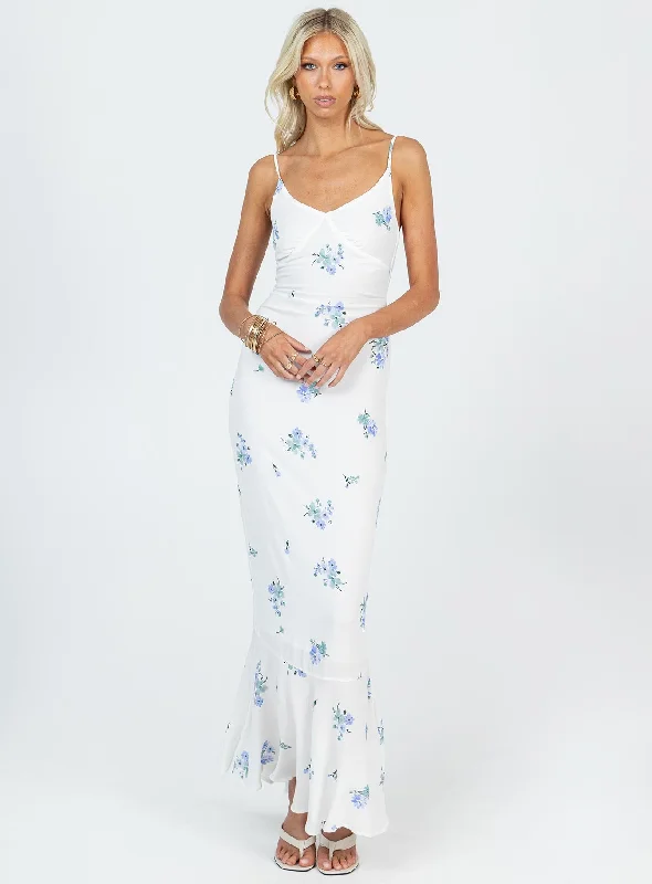 Sing Along Maxi Dress White / Blue Tall