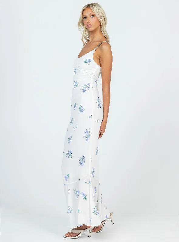 Sing Along Maxi Dress White / Blue Tall