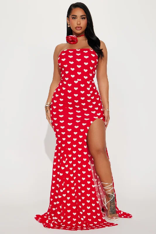 Steel Your Heart Maxi Dress - Red/White