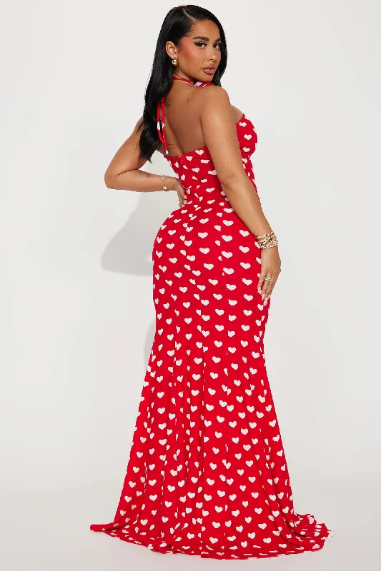 Steel Your Heart Maxi Dress - Red/White