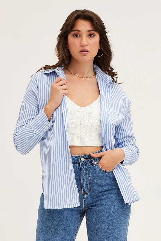 Stripe Collared Long Sleeve Button Up Shirt