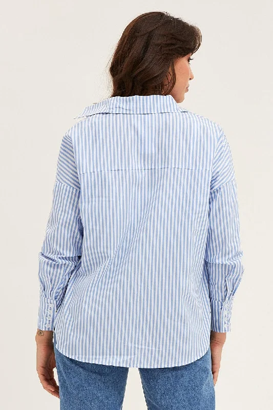 Stripe Collared Long Sleeve Button Up Shirt