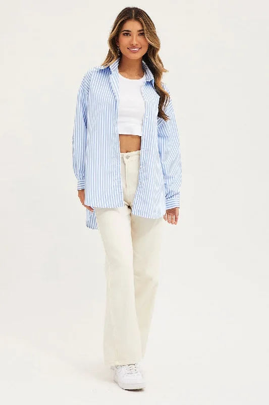 Stripe Relaxed Shirts Long Sleeve Button Up