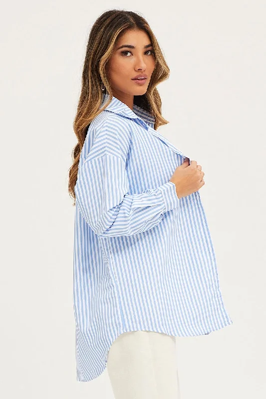 Stripe Relaxed Shirts Long Sleeve Button Up