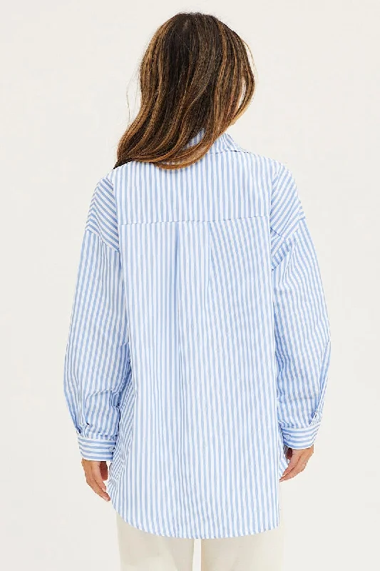 Stripe Relaxed Shirts Long Sleeve Button Up