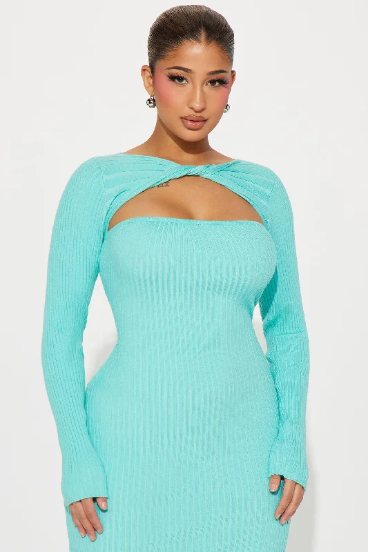 Tatiana Twisted Midi Dress - Aqua