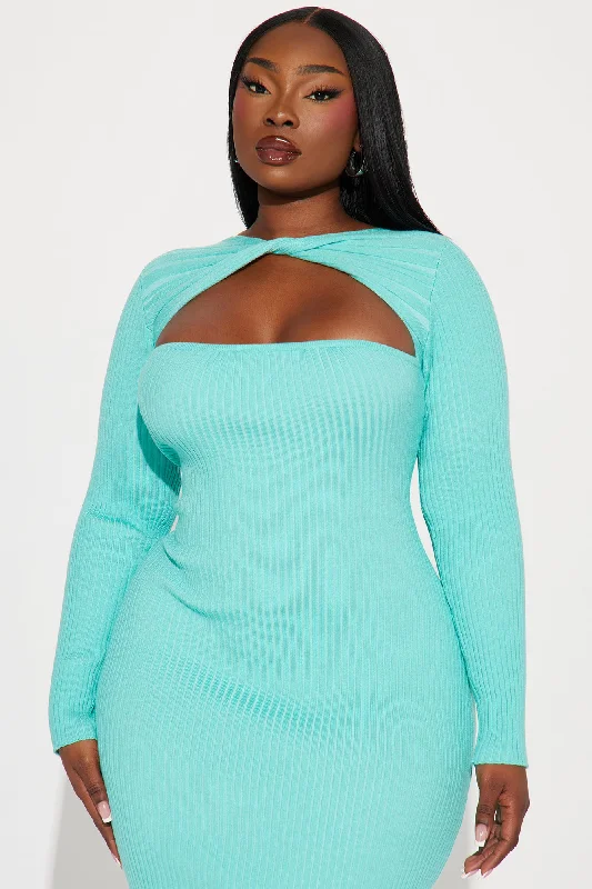 Tatiana Twisted Midi Dress - Aqua