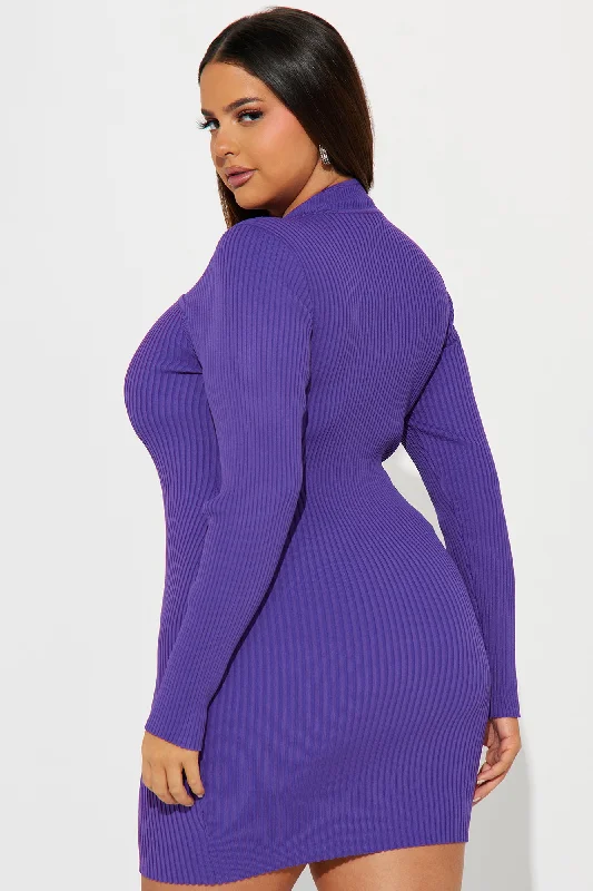 Tessa Sweater Mini Dress - Purple