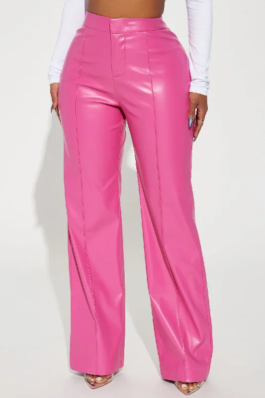 Around Town Faux Leather Trouser - Fuchsia