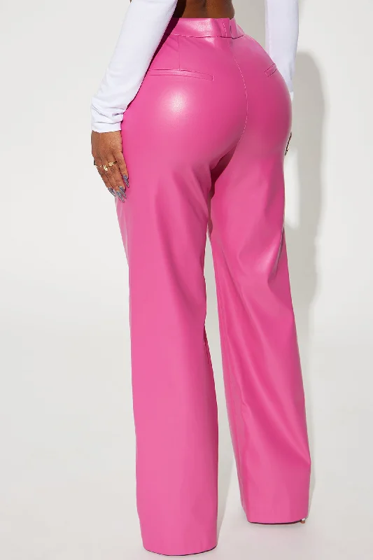 Around Town Faux Leather Trouser - Fuchsia