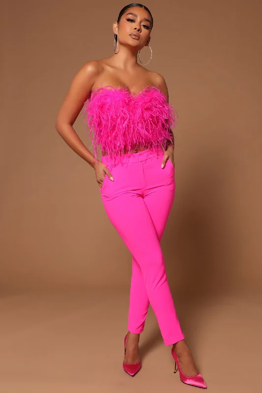 Asalia Feathered Top - Hot Pink