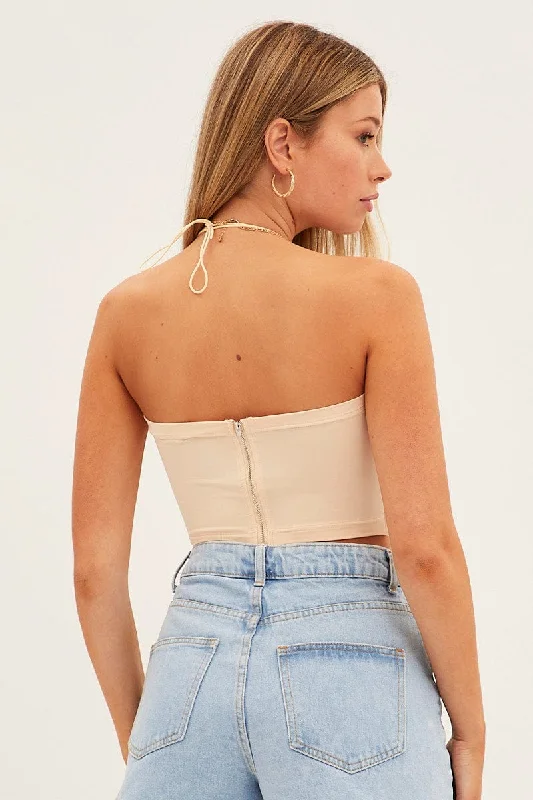 Beige Corset Style Crop Top