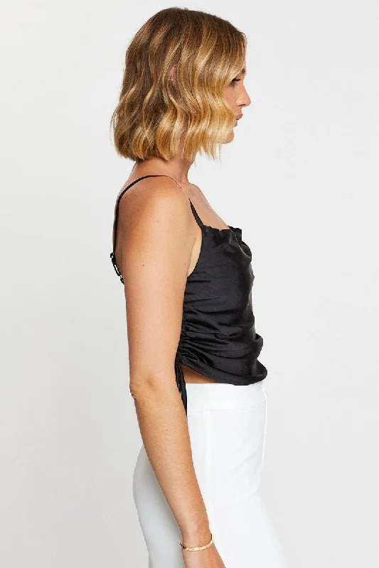 Black Cami Top Sleeveless Cowl Neck